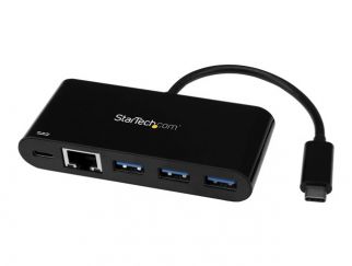 StarTech.com USB C to Ethernet Adapter - 3 Port - with Power Delivery (USB PD) - Power Pass Through Charging - USB C Adapter (US1GC303APD) - Network adapter - USB-C - Gigabit Ethernet - black