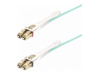 StarTech.com 3m (10ft) LC to LC (UPC) OM4 Multimode Fiber Optic Cable w/Push Pull Tabs, 50/125µm, 100G Networks, Bend Insensitive, Low Insertion Loss - LSZH Fiber Patch Cord (450FBLCLC3PP) - patch cable - 3 m - aqua