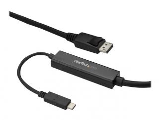 StarTech.com 9.8ft/3m USB C to DisplayPort 1.2 Cable 4K 60Hz, USB-C to DisplayPort Adapter Cable HBR2, USB Type-C DP Alt Mode to DP Monitor Video Cable, Compatible w/ Thunderbolt 3, Black - USB-C Male to DP Male (CDP2DPMM3MB) - external video adapter - ST