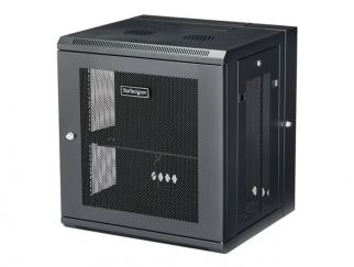 StarTech.com 12U 19" Wall Mount Network Cabinet, 16" Deep Hinged Locking IT Network Switch Depth Enclosure, Vented Computer Equipment Data Rack with Shelf & Flexible Side Panels, Assembled - 12U Vented Cabinet (RK12WALHM) - Rack enclosure cabinet - wall m