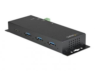 StarTech.com 4 Port USB C Hub 10Gbps - Metal Industrial USB 3.2/3.1 Gen 2 Type-C Hub - 3A/1C - USB-C or USB-A Host - Mountable - ESD/Surge (HB31C3A1CME) - Hub - 1 x USB-C + 3 x USB 3.1 - desktop - AC 110 - 230 V