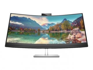 HP E34m G4 Conferencing Monitor - E-Series - LED monitor - curved - 34" - 3440 x 1440 WQHD @ 75 Hz - VA - 400 cd/m² - 3000:1 - 5 ms - HDMI, DisplayPort, USB-C - speakers - silver (stand), black head