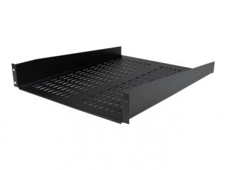 StarTech.com 1U Server Rack Shelf, 2U 22in Universal Fixed Vented Network Rack Shelf/Cantilever Tray for 19" AV/Data/Network Equipment Enclosure w/Cage Nuts & Screws, 50lbs Weight Cap. - 2U Network Rack Shelf (CABSHELF22V) - Rack shelf - black - 2U - 22" 