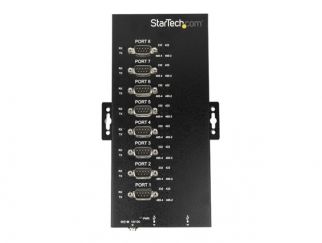 StarTech.com 8 Port Serial Hub USB to RS232/RS485/RS422 Adapter, Industrial USB 2.0 to DB9 Serial Converter Hub, IP30 Rated, Din Rail Mountable Metal Serial Hub, 15kV ESD Protection - 6ft Locking Cable Incl - serial adapter - USB 2.0 - RS-232/422/485 x 8 