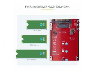 StarTech.com M.2 to U.3 Adapter, For M.2 NVMe SSDs, PCIe M.2 Drive to 2.5inch U.3 (SFF-TA-1001) Host Adapter/Converter, TAA Compliant - 2.5" Drive Form Factor (1M25-U3-M2-ADAPTER) - Interface adapter - M.2 - M.2 NVMe Card / PCIe 4.0 (NVMe) - U.3 - red - T