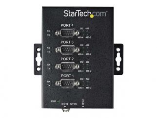 StarTech.com 4 Port Serial Hub USB to RS232/RS485/RS422 Adapter, Industrial USB 2.0 to DB9 Serial Converter Hub, IP30 Rated, Din Rail Mountable Metal Serial Hub, 15kV ESD Protection - 6ft Locking Cable Incl - serial adapter - USB 2.0 - RS-232/422/485 x 4 