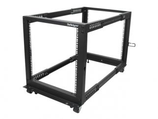 StarTech.com 12U 19" Open Frame Server Rack, 4 Post Adjustable Depth 23-41" Mobile, Free Standing Rolling Network/Computer Equipment Data Rack, Dell PowerEdge, HP ProLiant ThinkServer - Adjustable Server Rack (4POSTRACK12U) - Rack open frame - black - 12U