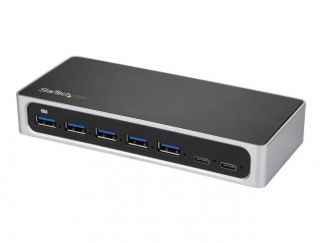 StarTech.com 7 Port USB C Hub with Fast Charge Port, USB-C to 5x USB-A 2x USB-C USB 3.0 (USB 3.1/3.2 Gen 1 SuperSpeed 5Gbps), Self Powered Type-C Hub w/ Power Adapter, Desktop/Laptop Hub - Windows/macOS/Linux (HB30C5A2CSC) - Hub - 5 x SuperSpeed USB 3.0 +