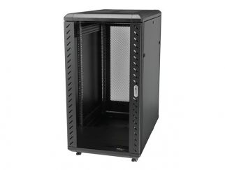 StarTech.com 18U 19" Server Rack Cabinet, 4 Post Adjustable Depth (6-32")Locking Knock Down Network/Computer Equipment Enclosure, Mobile with Glass Door & Casters, HP ProLiant ThinkServer - Data Rack Enclosure (RK1836BKF) - Rack cabinet - 4-post - floor-s