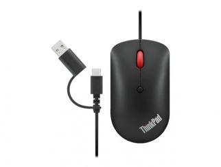 Lenovo ThinkPad Compact - Mouse - right and left-handed - optical - 4 buttons - wired - USB, USB-C - raven black - OEM