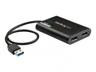 StarTech.com USB 3.0 to Dual DisplayPort Adapter 4K 60Hz, DisplayLink Certified, Video Converter with External Graphics Card - Mac & PC (USB32DP24K60) - DisplayPort adapter - USB Type A (M) to DisplayPort (F) - USB 3.0 - 30 cm - 4K60Hz (4096 x 2160) suppo