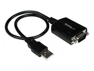 StarTech.com 1 ft USB to RS232 Serial DB9 Adapter Cable with COM Retention - Serial adapter - USB - RS-232 - black