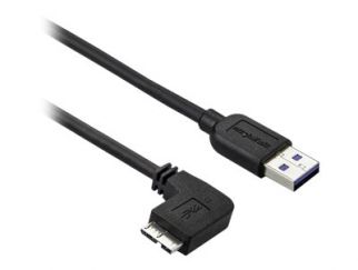 StarTech.com 1m 3 ft Slim Micro USB 3.0 Cable M/M - Left-Angle Micro-USB - USB 3.0 A to Micro B - Angled Micro USB - USB 3.1 Gen 1 (5Gbps) (USB3AU1MLS) - USB cable - Micro-USB Type B (M) to USB Type A (M) - USB 3.0 - 1 m - left-angled connector - black - 