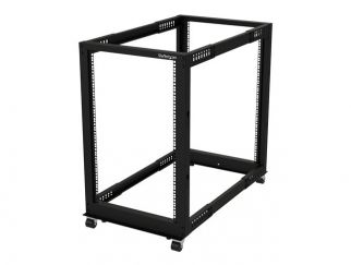 StarTech.com 18U 19" Open Frame Server Rack, 4 Post Adjustable Depth 22-40" Mobile, Free Standing Rolling Network/Computer Equipment Data Rack, Dell PowerEdge, HP ProLiant ThinkServer - Adjustable Server Rack (4POSTRACK18U) - Rack open frame - 4-post - fl