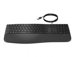 HP 485 Comfort - Keyboard - multi device, 23 programmable keys, 3-zone layout - full size - USB - QWERTY - UK - black