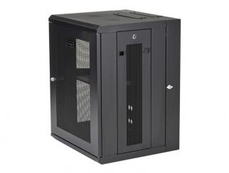 StarTech.com 15U 19" Wall Mount Network Cabinet, 16" Deep Hinged Locking IT Network Switch Depth Enclosure, Assembled Vented Computer Equipment Data Rack with Shelf & Flexible Side Panels - 15U Vented Cabinet - Rack cabinet - 4-post - wall mountable - bla