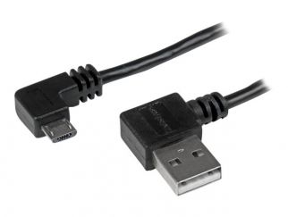 StarTech.com 1m 3 ft Micro-USB Cable with Right-Angled Connectors - M/M - USB A to Micro B Cable - 3ft Right Angle Micro USB Cable (USB2AUB2RA1M) - USB cable - Micro-USB Type B (M) to USB (M) - USB 2.0 - 1 m - right-angled connector - black - for P/N: USB