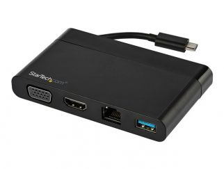 StarTech.com USB C Multiport Adapter with HDMI, VGA, Gigabit Ethernet & USB 3.0, USB C to 4K HDMI or 1080p VGA Display Mini Dock Hub, USB Type-C Travel Docking Station for USB-C Laptops - Portable USB-C Dock (DKT30CHVCM) - Docking station - USB-C - VGA, H