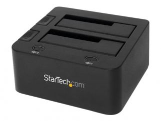 StarTech.com Dual-Bay USB 3.0 to SATA Hard Drive Docking Station, USB Hard Drive Dock, External 2.53.5 SATA IIIIII, SSDHDD Docking Station, Hot-Swap Hard Drive Bay - Top-Loading - Storage controller - 2.5", 3.5" - SATA 6Gb/s - USB 3.0 - black - for P/N: S