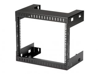 StarTech.com 8U 19" Wall Mount Network Rack - 12" Deep 2 Post Open Frame Server Room Rack for Data/AV/IT/Computer Equipment/Patch Panel with Cage Nuts & Screws 135lb Capacity, Black (RK812WALLO) - rack - 8U