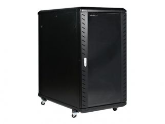 StarTech.com 22U Server Rack Cabinet with secure locking door - 4 Post Adjustable Depth (5.5" to 28.7") - 1768 lb capacity - 19 inch Portable Network Equipment Enclosure on wheels/casters (RK2236BKF) - Rack - 22U - for P/N: CABCAGENUTS6, CABSCREWM52, CABS