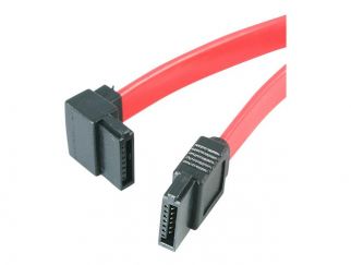 StarTech.com 18in SATA to Left Angle SATA Serial ATA Cable - F/F (SATA18LA1) - SATA cable - Serial ATA 150/300/600 - SATA (R) to SATA (R) - 46 cm - left-angled connector - red - for P/N: 25S22M2NGFFR, 35S24M2NGFF, CFAST2SAT25, PEXM2SAT32N1, S322M225R, S32