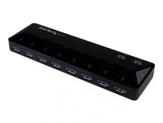 StarTech.com 10 Port USB 3.0 Hub with Charge & Sync Ports - 8 x USB-A, 2 x USB-A Fast Charge Ports - Multi Port Powered USB Hub (ST103008U2C) - USB peripheral sharing switch - 10 x SuperSpeed USB 3.0 - desktop - for P/N: DKWG30DPHPD, DKWG30DPHPDU, TB33A1C