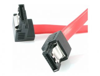 StarTech.com 18in Latching SATA to Right Angle SATA Serial ATA Cable - SATA cable - Serial ATA 150/300 - SATA (F) to SATA (F) - 46 cm - latched, right-angled connector - red - for P/N: 25S22M2NGFFR, HSB13SATSASB, HSB1SATSASBA, HSB1SATSASVA, HSB43SATSASB, 