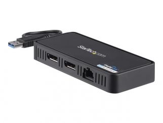 StarTech.com USB 3.0 Mini Dock, Dual Monitor USB-A Docking Station w/ DisplayPort 4K 60Hz Video & Gigabit Ethernet, 1ft (30cm) Cable, Portable USB 3.1 Gen 1 Type-A Laptop Adapter, 4K Dock - DisplayLink Mini Dock (USBA2DPGB) - Docking station - USB - 2 x D