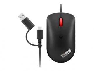 Lenovo ThinkPad Compact - Mouse - right and left-handed - optical - 4 buttons - wired - USB, USB-C - raven black - OEM