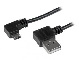 StarTech.com 2m 6 ft Micro-USB Cable with Right-Angled Connectors - M/M - USB A to Micro B Cable - 6ft Right Angle Micro USB Cable (USB2AUB2RA2M) - USB cable - Micro-USB Type B (M) to USB (M) - USB 2.0 - 2 m - right-angled connector - black - for P/N: USB