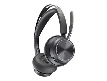 Poly Voyager Focus 2 - Headset - on-ear - Bluetooth - wireless - active noise cancelling - USB-C via Bluetooth adapter - black - Zoom Certified