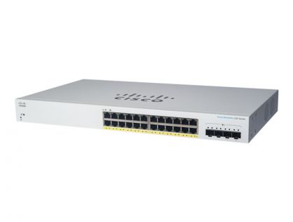 Cisco Business 220 Series CBS220-24P-4G - Switch - smart - 24 x 10/100/1000 (PoE+) + 4 x Gigabit SFP (uplink) - rack-mountable - PoE+ (195 W)