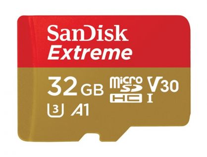 SanDisk Extreme - Flash memory card (microSDHC to SD adapter included) - 32 GB - A1 / Video Class V30 / UHS-I U3 / Class10 - microSDHC UHS-I