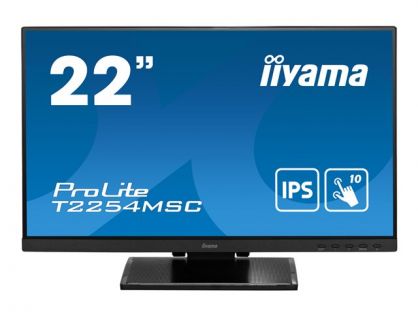 iiyama ProLite T2254MSC-B1AG - LED monitor - 22" (21.5" viewable) - touchscreen - 1920 x 1080 Full HD (1080p) @ 60 Hz - IPS - 250 cd/m² - 1000:1 - 4 ms - HDMI, DisplayPort - speakers - matte black