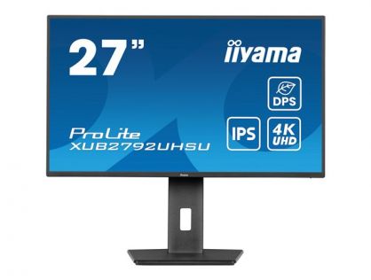 iiyama ProLite XUB2792UHSU-B6 - LED monitor - 27" - 3840 x 2160 4K @ 60 Hz - IPS - 350 cd/m² - 1300:1 - 4 ms - HDMI, DisplayPort, USB-C - speakers - matte black