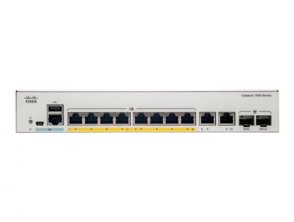 Cisco Catalyst 1000-8P-E-2G-L - Switch - Managed - 4 x 10/100/1000 (PoE+) + 4 x 10/100/1000 + 2 x combo Gigabit SFP (uplink) - rack-mountable - PoE+ (67 W)