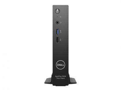 OptiPlex 3000 Thin Client Intel Celeron N5105 (4 MB cache, 4 cores, 4 threads) 4 GB, 1 x 4 GB, DDR4, 3200 MHz 32 GB eMMC, on-board No Additional Hard Drive Intel Integrated Graphics  OptiPlex Micro and Thin Client Vertical Stand  No Wireless LAN Card (no 