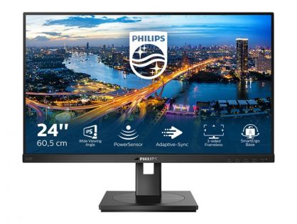 Philips B Line 242B1 - LED monitor - 24" (24" viewable) - 1920 x 1080 Full HD (1080p) @ 75 Hz - IPS - 250 cd/m² - 1000:1 - 4 ms - HDMI, DVI-D, VGA, DisplayPort - speakers - black texture