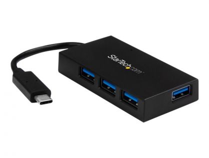 StarTech.com 4 Port USB C Hub with 4x USB-A Ports USB 3.0 (USB 3.1/3.2 Gen 1 SuperSpeed 5Gbps), USB Bus or Self Power, Portable USB Type-C to USB-A BC 1.2 Charging Hub w/Power Adapter - Windows/macOS/Linux (HB30C4AFS) - hub - 4 ports