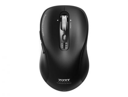 PORT DESIGNS RECHARGEABLE COMBO USB-A / TYPE-C BLUETOOTH AND WIRELESS RF MOUSE. INCLUDES 6 BUTTONS, HORIZONTAL SCROLLING AND ADJUSTABLE 1000/1600/2400/3200 DPI.