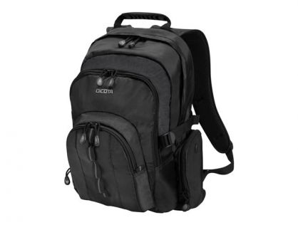 DICOTA Backpack Universal Laptop Bag 15.6" Black. Removable notebook case with HDF (High-Density Foam) protection. Generous main compartment with internal divider for documents and accessories. Front pocket with reflective webbing material. Lifetime Warra