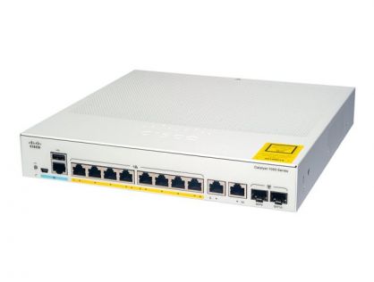 Cisco Catalyst 1000-8P-2G-L - Switch - Managed - 4 x 10/100/1000 (PoE+) + 4 x 10/100/1000 + 2 x combo Gigabit SFP (uplink) - rack-mountable - PoE+ (67 W)