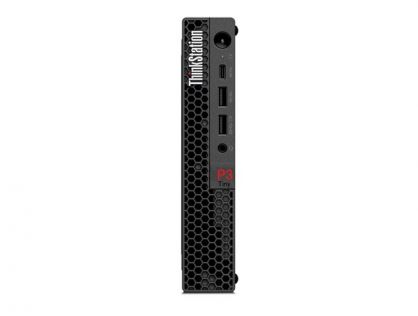 Lenovo ThinkStation P3 30H0 - Tiny 1 x Core i9 13900T / up to 5.3 GHz - vPro Enterprise - RAM 32 GB - SSD 1 TB - TCG Opal Encryption, NVMe, Performance - T400 - Gigabit Ethernet, IEEE 802.11ax (Wi-Fi 6E) - Win 11 Pro - monitor: none - keyboard: UK - black