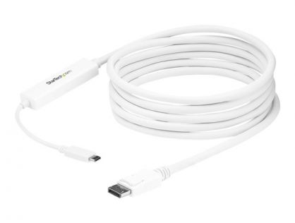 StarTech.com 9.8ft/3m USB C to DisplayPort 1.2 Cable 4K 60Hz, USB-C to DisplayPort Adapter Cable HBR2, USB Type-C DP Alt Mode to DP Monitor Video Cable, Compatible w/ Thunderbolt 3, White - USB-C Male to DP Male (CDP2DPMM3MW) - external video adapter - ST