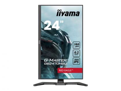 iiyama G-MASTER Red Eagle GB2470HSU-B6 - LED monitor - gaming - 24" (23.8" viewable) - 1920 x 1080 Full HD (1080p) @ 180 Hz - Fast IPS - 300 cd/m² - 1000:1 - 0.2 ms - HDMI, DisplayPort - speakers - black, matte