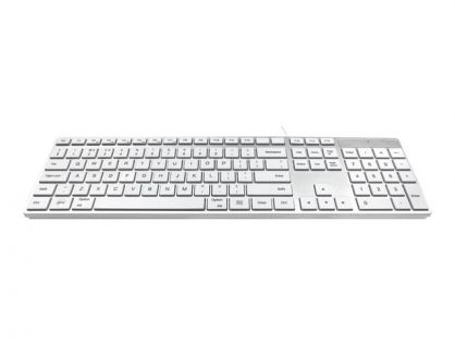 Accuratus 301 MAC - USB Wired Full Size Apple Mac Multimedia Keyboard with White Square Tactile Keys and Silver Case