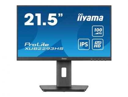 iiyama ProLite XUB2293HS-B6 - LED monitor - 21.5" - 1920 x 1080 Full HD (1080p) @ 100 Hz - IPS - 300 cd/m² - 1000:1 - 1 ms - HDMI, DisplayPort - speakers - matte black