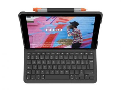 Logitech Slim Folio - Keyboard and folio case - wireless - Bluetooth - QWERTY - UK - graphite - for Apple 10.2-inch iPad (7th generation, 8th generation, 9th generation)