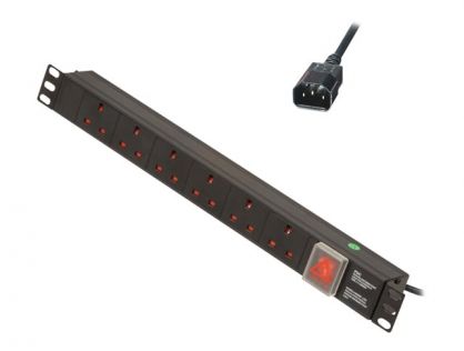 1U 6 WAY UK PLUG PDU 1XIEC PLUG TO 6X3 PIN SOCKETS